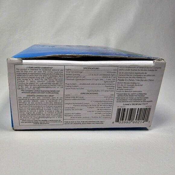 GE 100ct Miniature String Lights NEW Blue Bulb / Green Wire 20.6ft String-A-Long - Picture 3 of 4